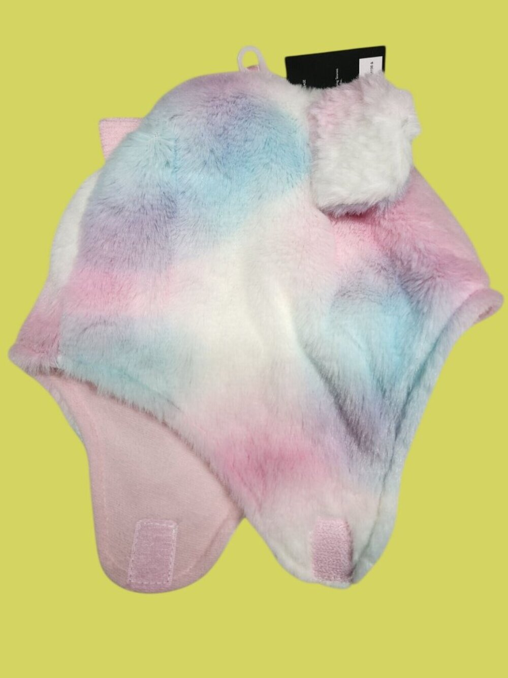 NWT 12-24 mo Hat & Mitten Set, Fluffy Fuzzy Rainbow Laura Ashley New